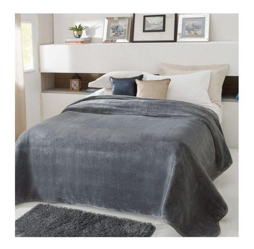 Cobertor Jolitex Ternille Kyör plus cor cinza com design liso de 2.2m x 1.8m