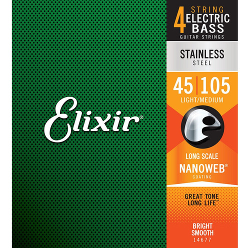 Cordas Para Baixo Elixir 14677 45 105 Aço Inoxidável