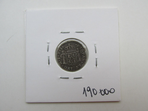 Moneda Chile 1 /2 Real Plata Año 1817 Colonia Española (Usado)