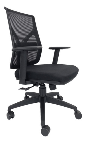 Sillon Ergonomico Cool Back Brazos Regulables Sin Cabezal Color Negro Tela Negra