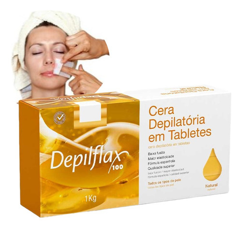 Kit 2 Cera Quente Depilação Tabletes Natural Depilflax 1kg
