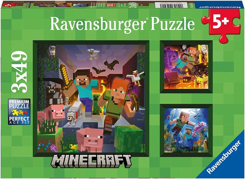 5621 Minecraft Biomes Rompecabezas Ravensburger 3x49 Piezas