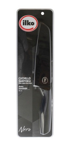 Imagen 2 de 6 de Cuchillo Santoku 18 Cm Acero Inoxidable Nero Ilko