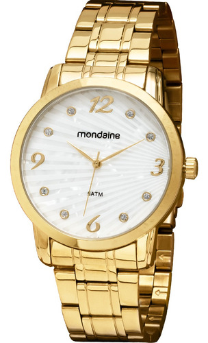 Relógio Feminino Mondaine Dourado 99365lpmvde1 Cor do fundo Branco