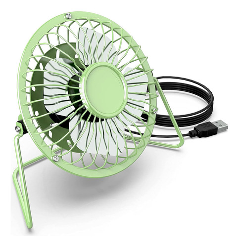 Ventilador De Escritorio Usb Portátil 4 Aspas Kimhi Mini Metalico De Refrigeración Personal Silencioso De Metal Para Oficina, Casa, Coche, Viajes Pequeño Ajustable Color Verde