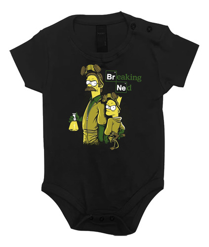 Pañalero Dtf Los Simpson Breaking Ned Breaking Bad Mod. 01 Negro 3-6 Meses