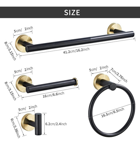 Imagen 3 de 12 de Juego De Accesorios De Baño De Acero Inoxidable Para Baño, 5