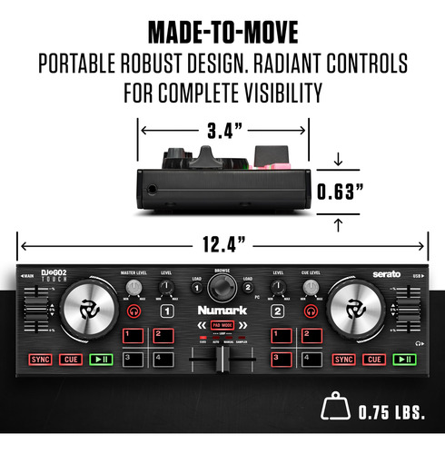 Controlador De Dj Numark Dj2go2 Touch 2 Deck Com Serato Dj