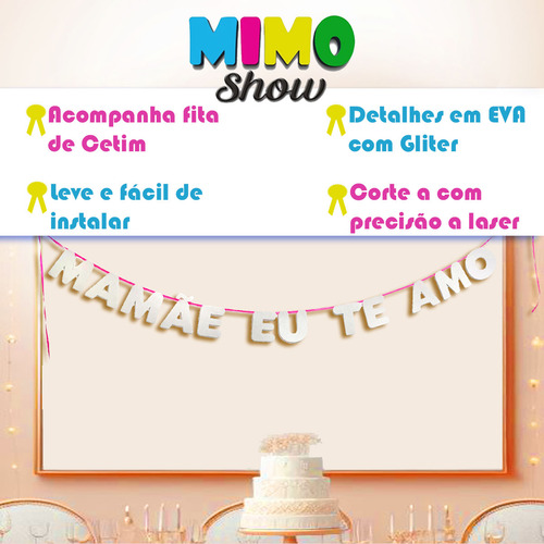 Faixa Eva Gliter Mamãe Eu Te Amo Dia Das Mães Branca