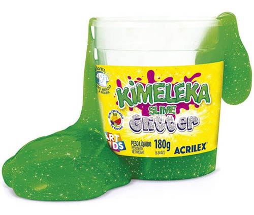 Brinquedo Slime Kimeleka Cores Com Glitter Cor Verde