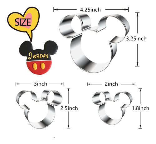 3 Piezas De Cortadores De Galletas De Mickey Mouse, Formas D