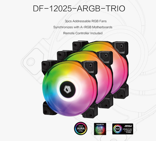 Imagen 4 de 10 de Set 3x Coolers Ruleman Id-cooling Argb Df-12025-argb-trio