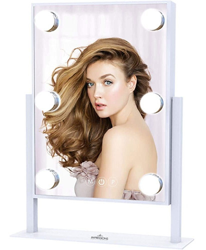 Impresiones Vanity Hollywood Tri-tone Makeup Mirror Con 6 Bo