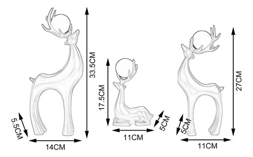 3 Figuras Navideñas De Alces Con Forma De Reno Para Oficina