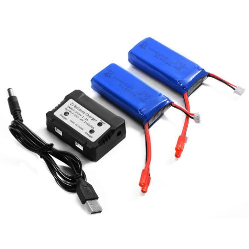 2 Piezas 7.4v 2000mah Batería Redondo Enchufe Cargador Para 