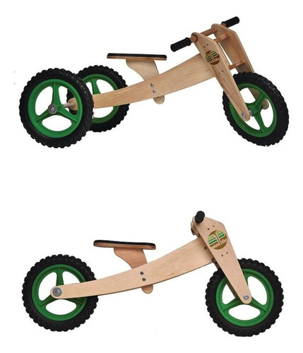 Bicicleta Equilíbrio Triciclo 1-5 Anos Woodbike 3 Em 1 