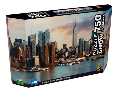 Quebra-Cabeça Puzzle Panorama Entardecer Em Nova York Com 750 Peças Grow