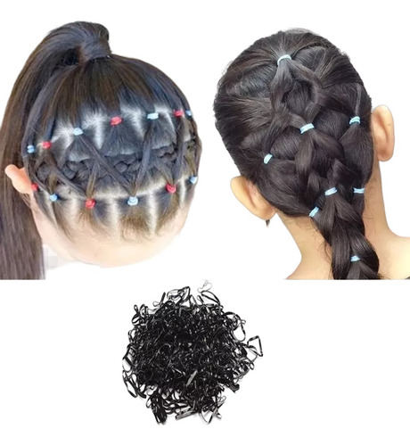 600 Gomitas Banditas Para Cabello Trenzas Trenzado Negras Color Negro
