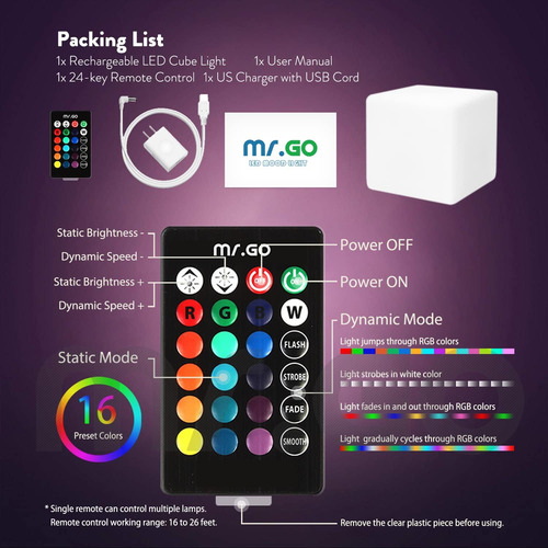 Cubo De Luz Led Recargable Y Impermeable, Para Interiores Y