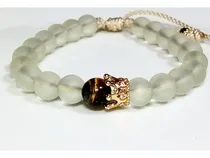Comprar Pulsera En Piedras Onix Transparente, Ojo De Tigre Y Corona