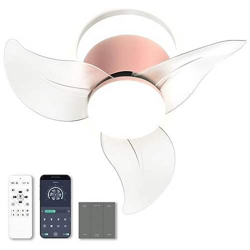 Okeli Pink Small Ceiling Fan With Lights And Remote & App Co