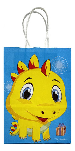 Bolsa Con Asa Dino X 12 Unidades Cotillón - Sorpresitas