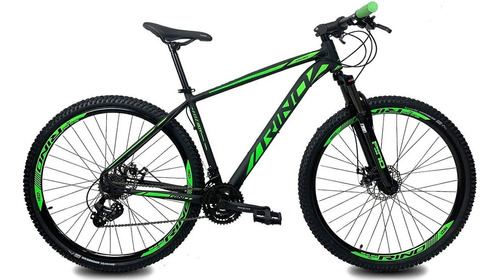 Bicicleta Aro 29 Rino Fitz Roy - 21v - Cambios Shimano Cor Preto/verde Tamanho Do Quadro 19