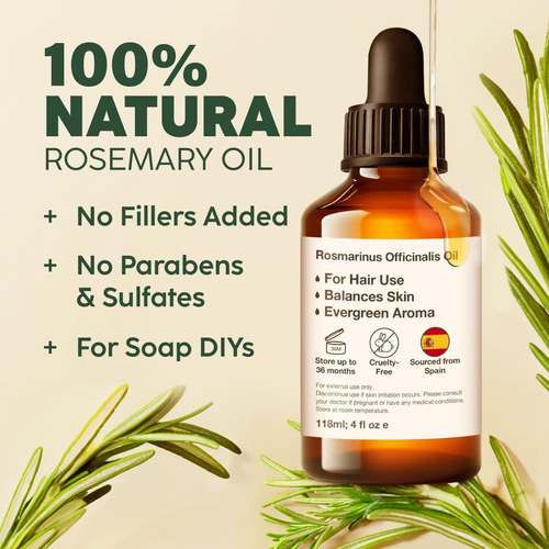 Aceite Esencial De Romero Para El Cuidado Del Cabello Y El C