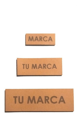 100 Etiquetas Ecocuero 2x0.8cm Marron C Corte/grabado Laser