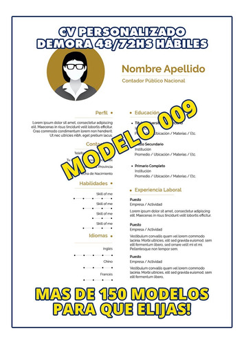 Cv Curriculum Personalizado Profesional + Carta -modelo 009-