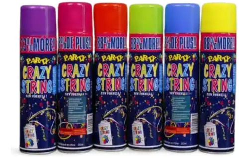 Pack 12 Serpentina Spray 250ml Colores Surtidos Cotillon 