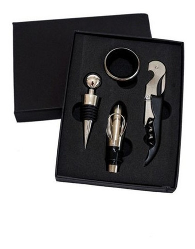 Kit De Accesorios Para Vino En Caja  4 Piezas Acero Inoxidab