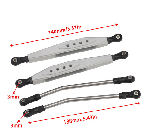 2 Pcs Alumínio Traseiro Traseiro Trailing Arm E Prata