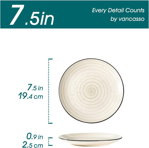 Platos Set Aperitivo 19 Cms 6 Pcs Cerámica Redonda