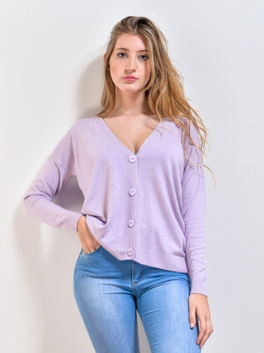 Imagen 3 de 4 de Cárdigan Sweater Fino C/ Botones Saco Suave Kierouno
