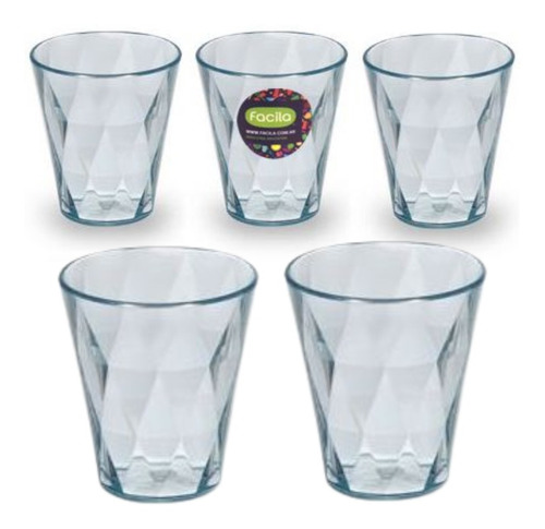 10 Vasos Plásticos Facetado Acrílico Transparente 260cc