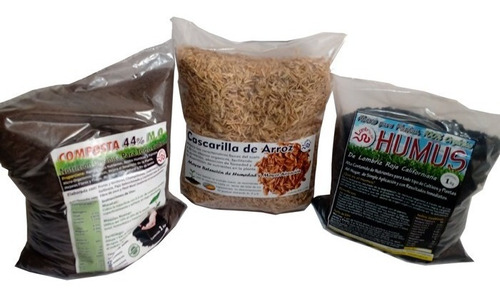 Kit De Abono Y Sustrato Humus Composta Y Cascarilla De Arroz