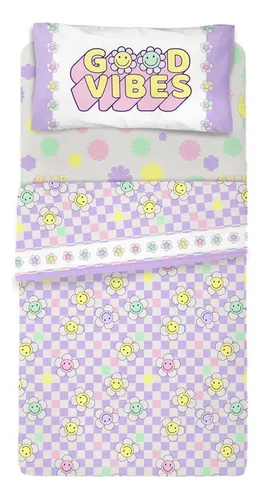 comprar Sabana Ultra Soft Infantil Piñata 1 ½ Plaza - Groovy Color Multicolor Diseño De La Tela Estampado