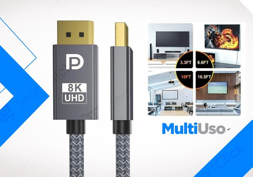 Imagen 2 de 10 de Cable Displayport 1.4 8k @60hz / 4k @144hz / 2k @165hz 2.2mt