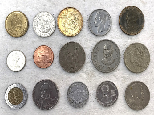 * Lote De 15 Monedas De América De 15 Países.