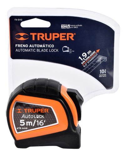 Flexómetro Truper 5m Plástico Con Freno Automático