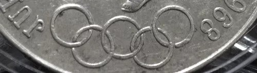 Moneda Plata De 1968 $25 Olimpiada Aro Bajo Lengua Curva 5