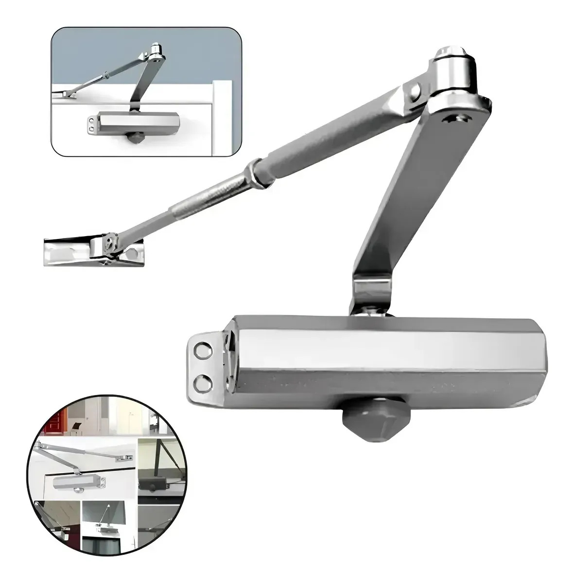 Cierrapuertas Hidráulico Automático para Puertas de 45 a 65 kg Plateado