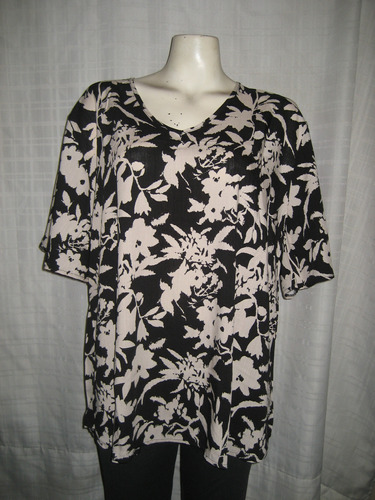 Camisola De Lino Cuello V Estampada Cod. Ares Talles Grandes