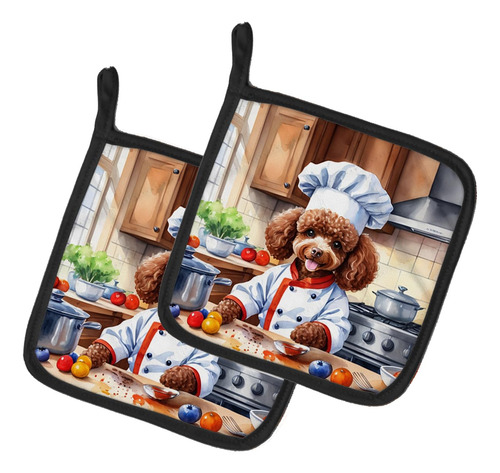 Juego De Soportes Para Ollas Diseño Caniche Chocolate 19 X 1