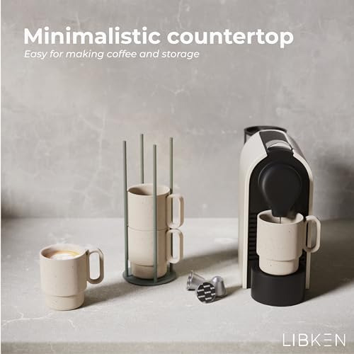 Juego De Tazas De Café Apilables Con Soporte Verde 4 Tazas D