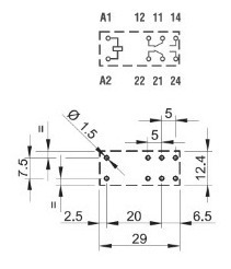 Imagen 2 de 3 de 40.52.9.024 Finder Relevador Mini 2cc 8amp 24vcd 2p2t 8pin