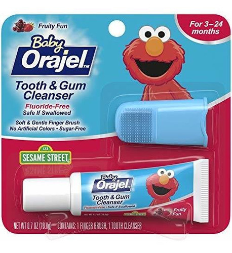 Orajel Baby Elmo Tooth And Gum Cleanser Con Finger Brush Fru
