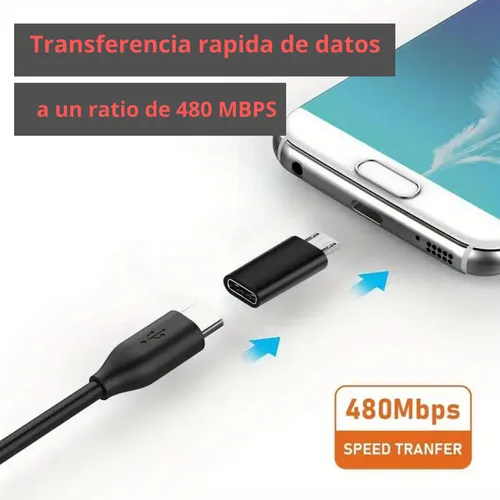 Adaptador Conector Usb C Hembra A Micro Usb V8 Macho2,0