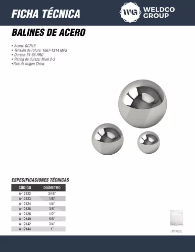Balines De Acero 3/4 Cr Gr ( - Empaque C/40 Pzas)